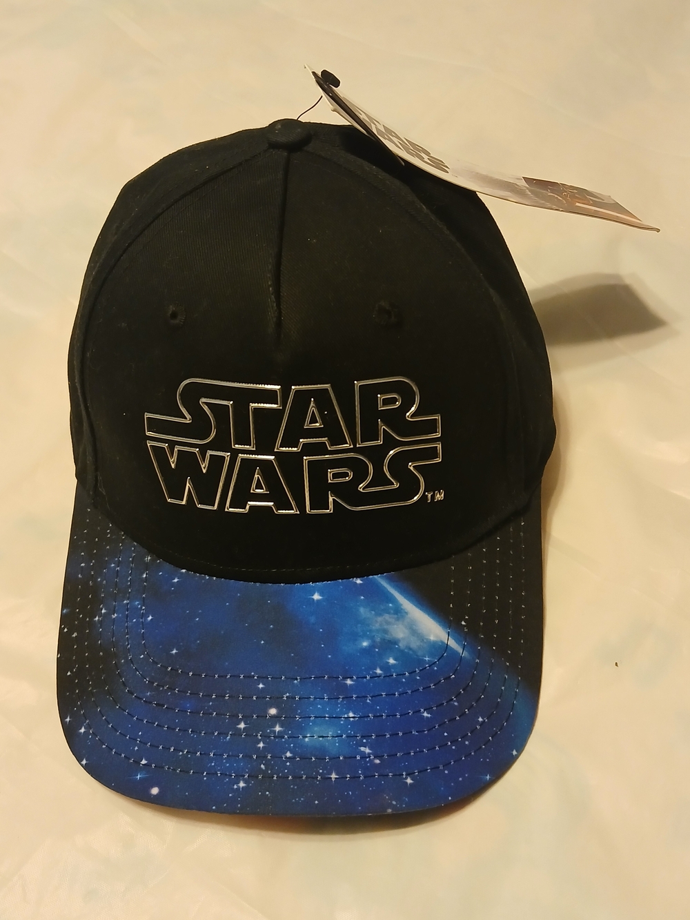 Star Wars Men's Black Cap with Blue Galaxy Brim